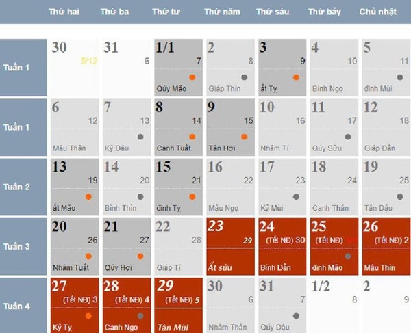 LỊCH NGHỈ TẾT NGHUYÊN ĐÁN CANH TÝ 2020 CHÍNH THỨC