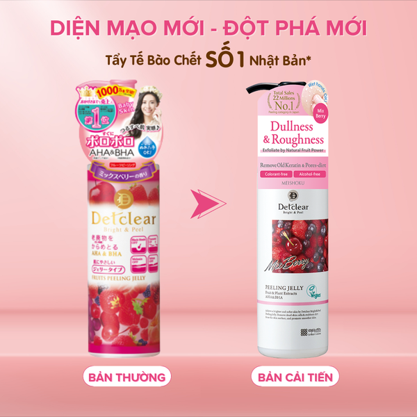 [NEW Packaging] Tẩy Tế Bào Chết Da Mặt MEISHOKU Detclear AHA BHA (Hương dâu) 180ml