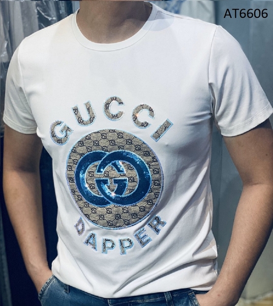 Áo thun nam hoạ tiết đính cườm logo gucci AT6606 độc đáo