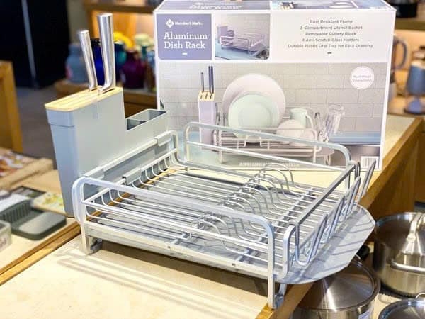 Kệ úp bát đĩa đa năng MEMBER'S MARK Aluminum Dish Rack có giá úp