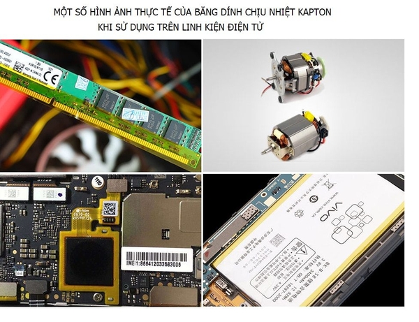 Hình ảnh thực tế của băng dính Kapton trên các linh kiện điện tử