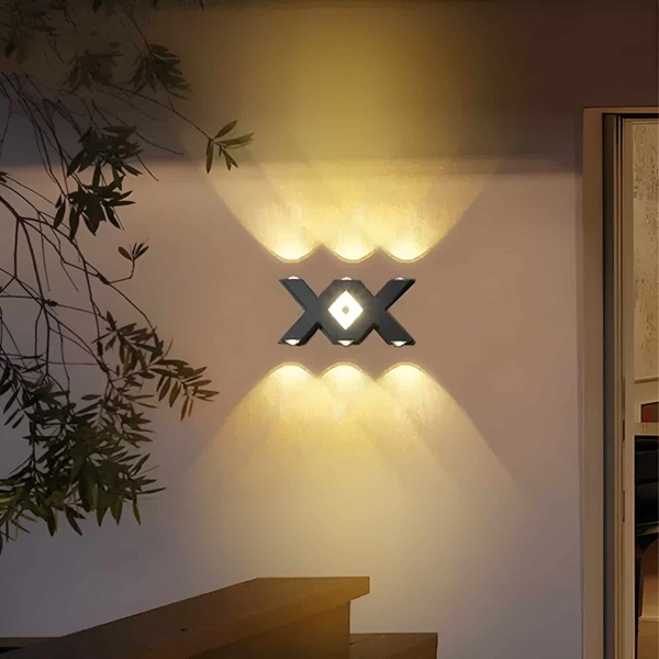 Đèn hắt tường 2 đầu 6 tia 2 chữ X