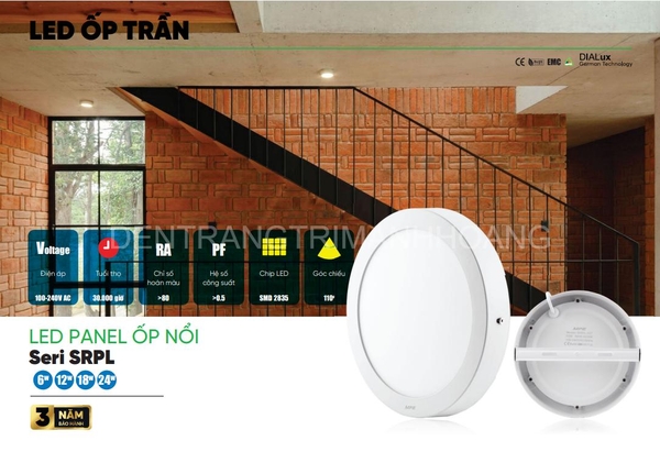 LED Panel Tròn Ốp Nổi Thân Nhôm Ánh Sáng Trắng MPE