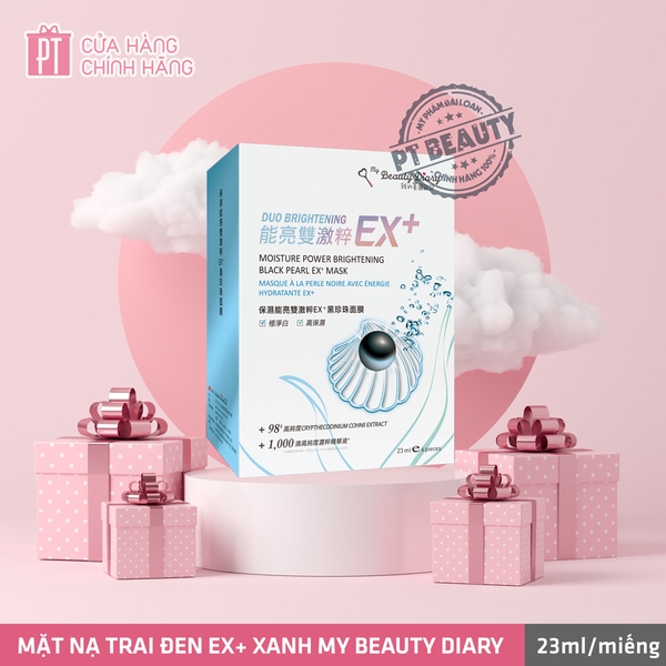 Mặt Nạ My Beauty Diary Ngọc Trai Đen Ex+ Xanh - My Beauty Diary Moisture Power Brightening Black Pearl EX+ 6pcs