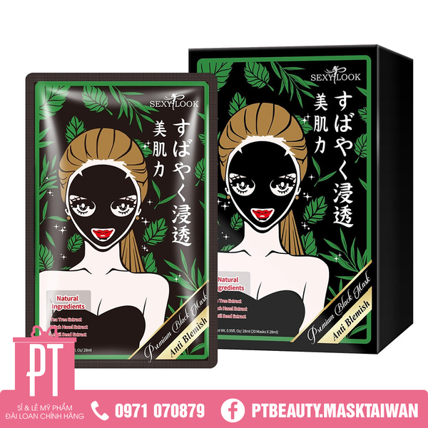 Mặt Nạ Sexylook Tràm Trà Kiểm Soát Dầu Và Mụn - Sexylook Tea Tree Anti Blemish Black Facial Mask 5pcs