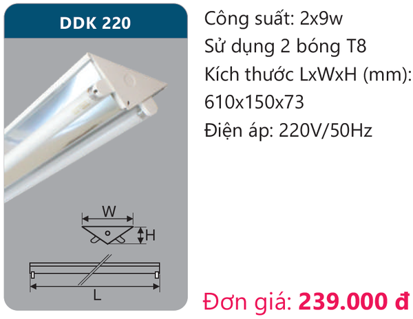 Đèn Led công nghiệp chữ V Duhal DDK 220