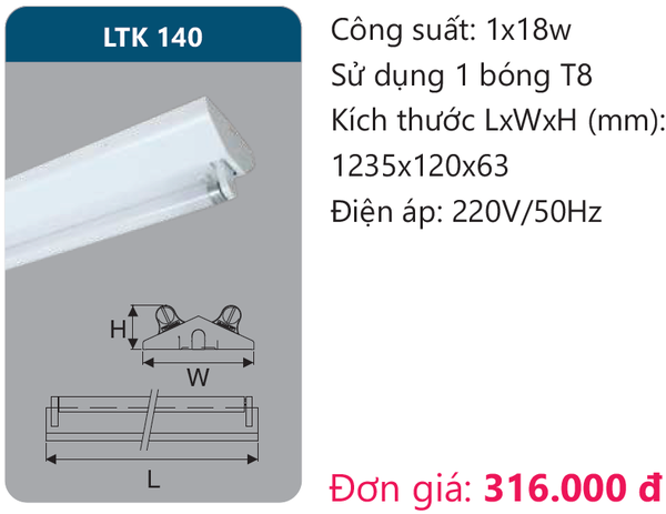 Đèn Led công nghiệp chữ V Duhal LTK 140