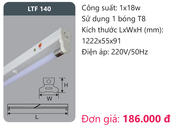 Đèn huỳnh quang Duhal kiểu Batten LTF 140