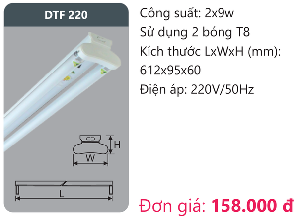 Đèn huỳnh quang Duhal kiểu Batten DTF 220