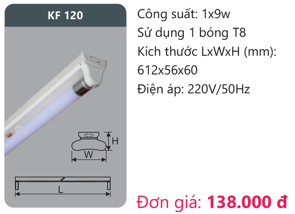 Đèn huỳnh quang Duhal kiểu Batten KF 120