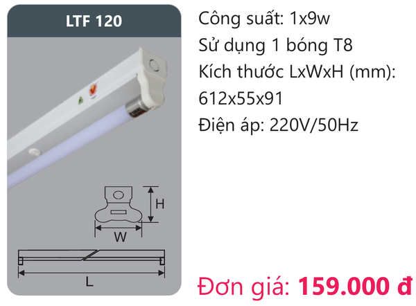 Đèn huỳnh quang Duhal kiểu Batten LTF 120