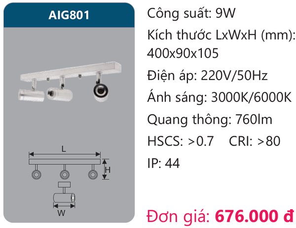 Đèn led soi gương Duhal AIG801