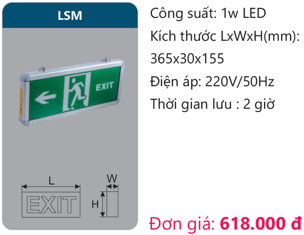 Đèn Exit thoát hiểm Duhal LSM
