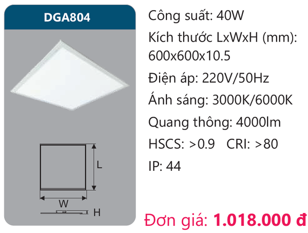 Đèn Led panel bảng Duhal DGA804