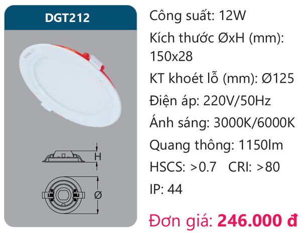 Đèn Led panel cao cấp Duhal DGT212