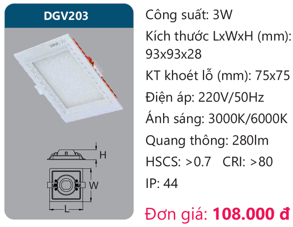 Đèn Led panel cao cấp Duhal DGV203