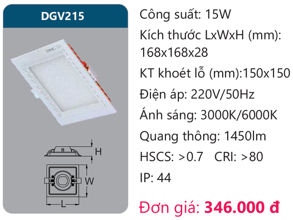 Đèn Led panel cao cấp Duhal DGV215