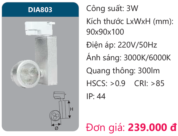 Đèn Led chiếu điểm thanh ray Duhal DIA803