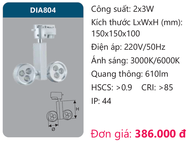 Đèn Led chiếu điểm thanh ray Duhal DIA804