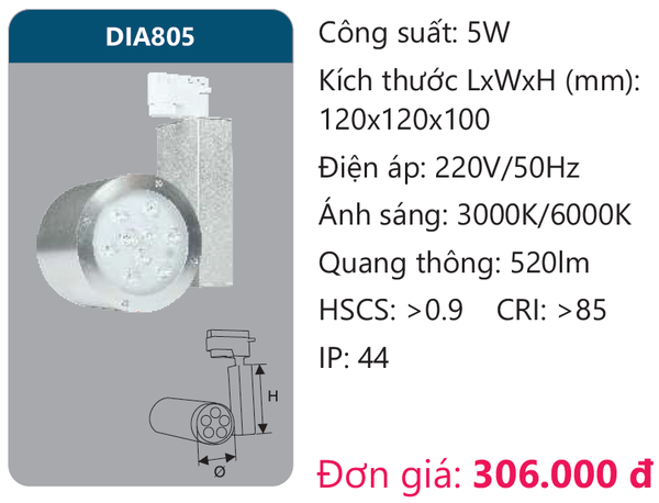 Đèn Led chiếu điểm thanh ray Duhal DIA805