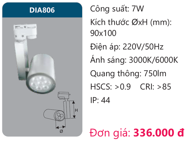 Đèn Led chiếu điểm thanh ray Duhal DIA806