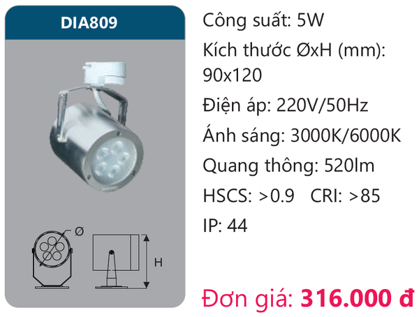 Đèn Led chiếu điểm thanh ray Duhal DIA809