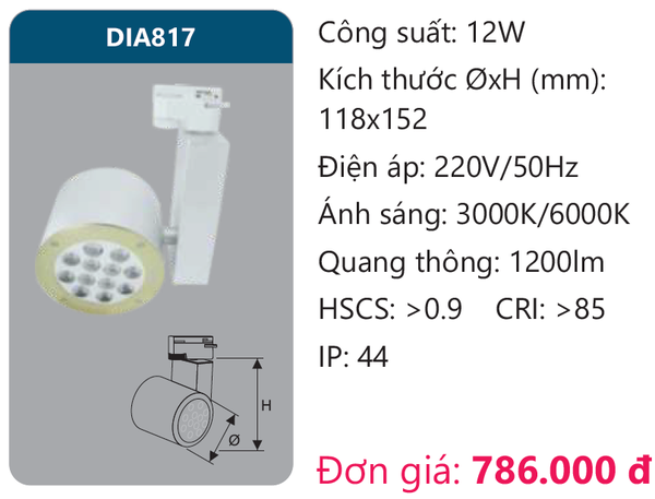 Đèn Led chiếu điểm thanh ray Duhal DIA817