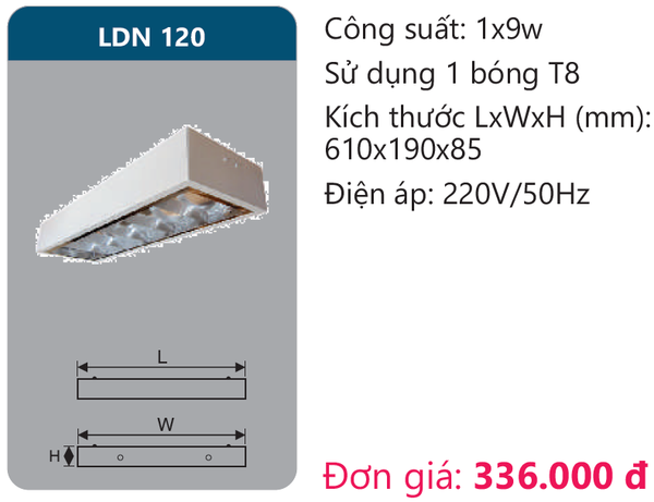 Máng đèn phản quang lắp nổi Duhal LDN 120