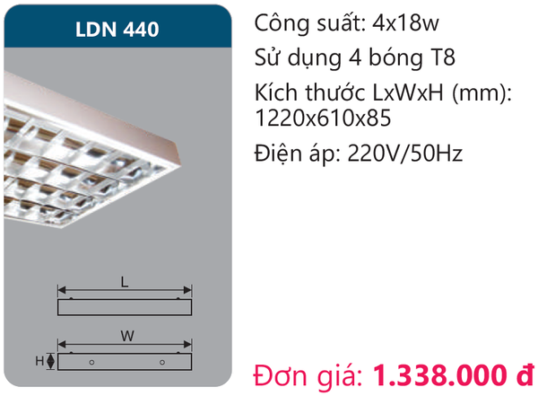 Máng đèn phản quang lắp nổi Duhal LDN 440