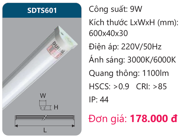 Đèn Led tuýp kiểu Batten Duhal SDTS601