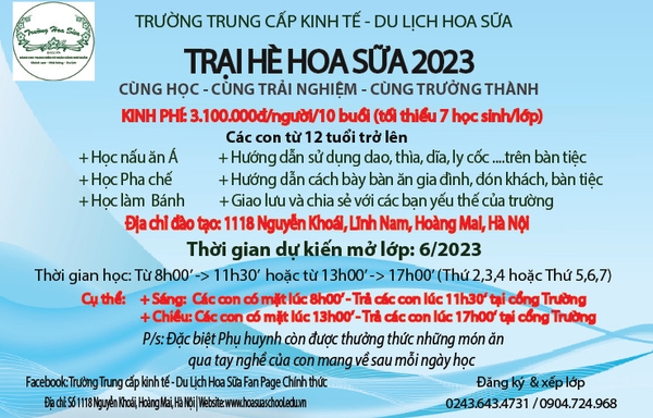 TRẠI HÈ HOA SỮA 2023 - KHÁM PHÁ ẨM THỰC VÀ TẠO NÊN HƯƠNG VỊ ĐẶC BIỆT