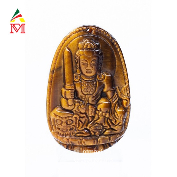 Mặt Phật Bản Mệnh Văn Thù Bồ Tát Đá Mắt Hổ Phong Thủy Maxi Siêu Thị