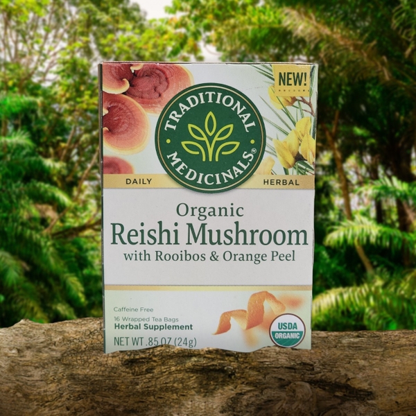 TRÀ ROOIBOIS HỮU CƠ NẤM LINH CHI VÀ VỎ CAM TRADITIONAL MEDICINALS ORGANIC REISHI MUSHROOM WITH ROOIBOIS & ORANGE PEEL