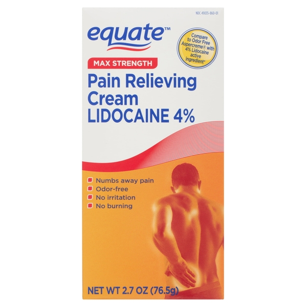 Kem giảm đau tối đa hiệu Equate Pain Relieving Cream Lidocaine 76.5g