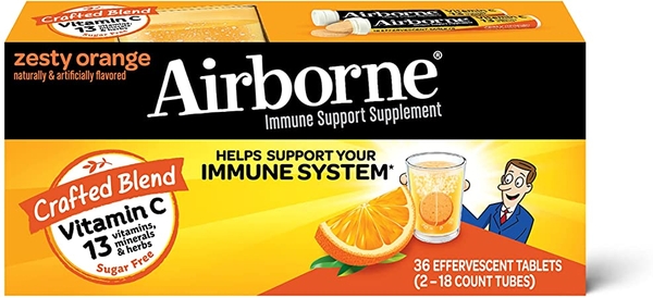 Viên sủi C Airborne Immune Support Vitamin C 1000mg 36 viên