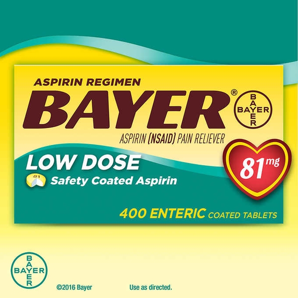 Thuốc giảm đau Bayer (Aspirin Pain Reliever) Low Dose 400 viên nén