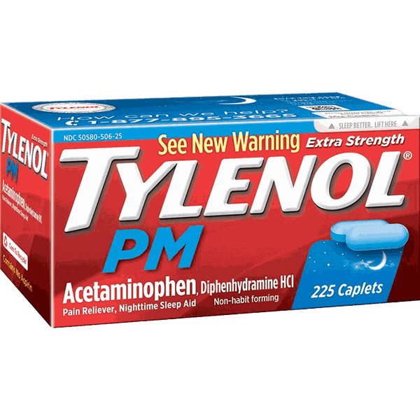 Thuốc giảm đau và hạ sốt Tylenol PM Acetaminophen 225 viên