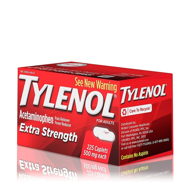 Thuốc giảm đau, hạ sốt Tylenol 500mg dạng viên nén mạnh 225 viên
