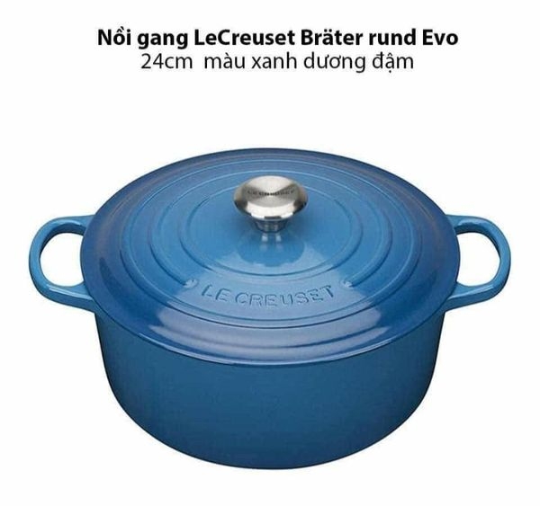 Nồi gang Le Creuset Brater rund Evo 24cm Blue Marseile màu xanh dương đậm