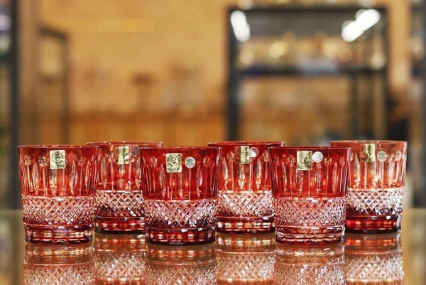 Bộ 6 cốc pha lê Bohemia 290ml - Pha lê 2 da màu đỏ