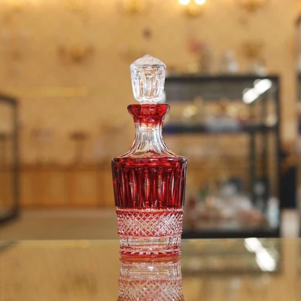 Bình rượu 650ml Bohemia - Pha lê 2 da màu đỏ