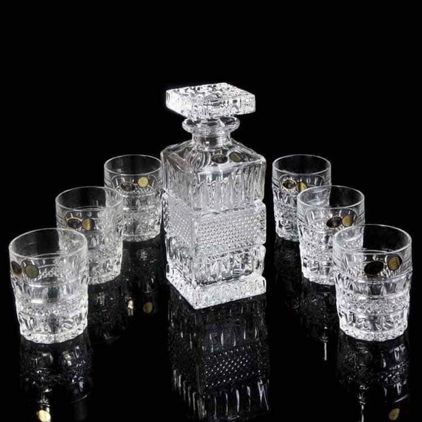 Bộ bình rượu kèm 6 ly thuỷ tinh pha lê Bohemia