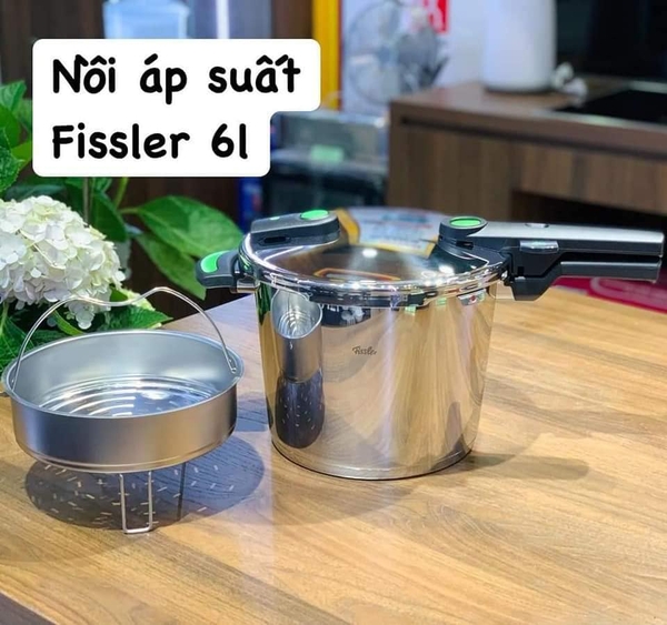 NỒI ÁP SUẤT FISSLER VITAQUICK GREEN 6 lít KÈM XỬNG HẤP