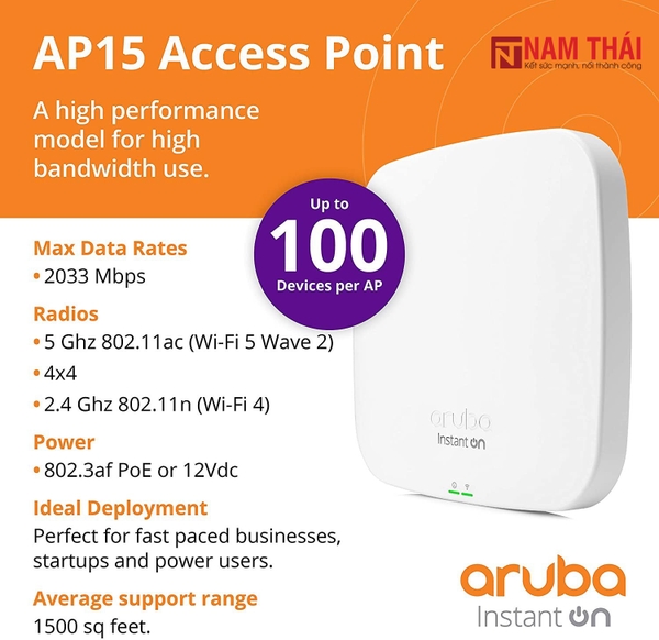 Aruba Instant On AP15 (RW) Access Point R2X06A - nam thái