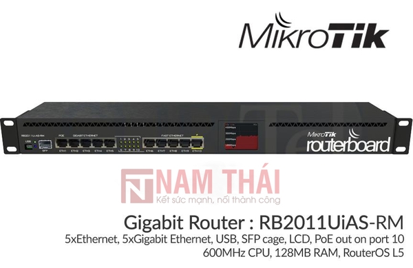 Thiết bị cân bằng tải Mikrotik RB2011UiAS-RM - nam thái