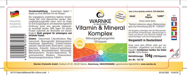 Vitamin tổng hợp Warnke Vitamin und Mineral Komplex