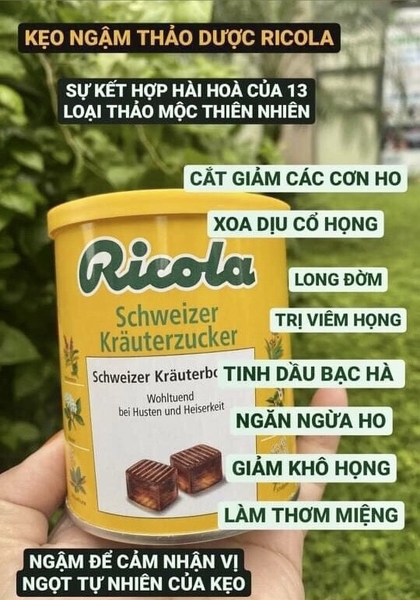 KẸO NGẬM HO RICOLA- AN TOÀN, HIỆU QUẢ 