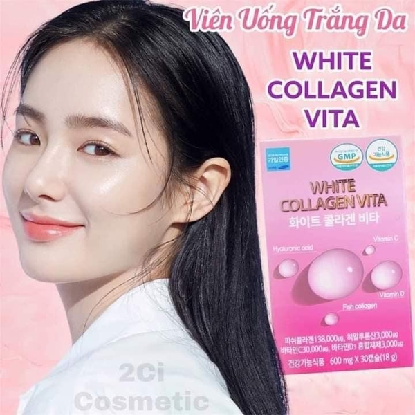 Viên uống trắng da căng bóng White Collagen Vita (màu hồng)