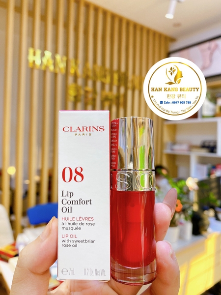 Dầu (Son) dưỡng căng bóng môi Clarins Lip Comfort Oil - Màu 08 (Đỏ cam đào)