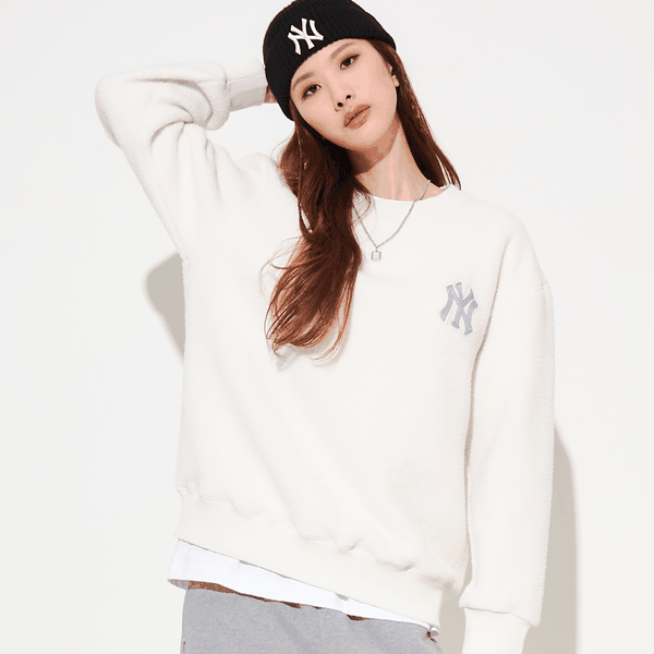☆MLB Korea☆ Basic Small Logo Overfit Fleece Man to Man NY Basic Street Letter Logo Mega-Oversized-Fit T-Shirt Boston